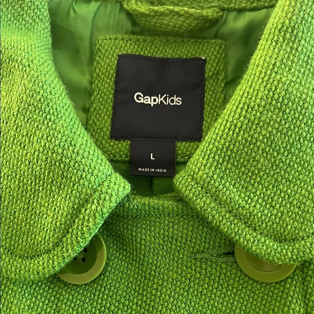 Gap Girls Wool Blend Pea Coat L Apple Green Peter Pan Collar Retro